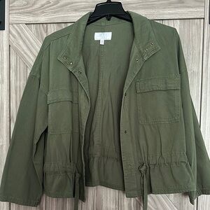 Time and Tru Green Utility Jacket with Cinched Waist
